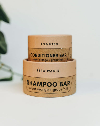 Hair Care Duo | Shampoo & Conditioner Bar Shampoo Bar Zero Waste MVMT Sweet Orange + Grapefruit With Container No