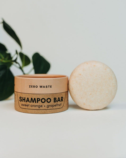 Shampoo Bar | Sweet Orange + Grapefruit Shampoo Bar Zero Waste MVMT With Container 